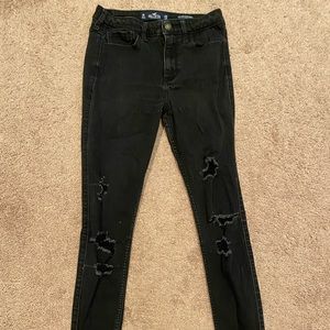 Ripped, high waisted, black jeans